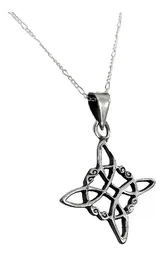 Collar Dije Nudo Bruja Plata 925 Pavonado Cadena Unisex - Imagen 2