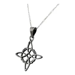 Collar Dije Nudo Bruja Plata 925 Pavonado Cadena Unisex - Imagen 3