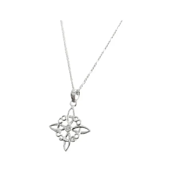 Collar Dije Nudo de Bruja Celta Plata 925 con Zirconia - Imagen 1