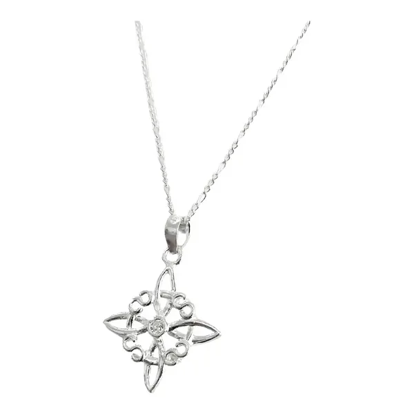 Collar Dije Nudo de Bruja Celta Plata 925 con Zirconia - Imagen 1