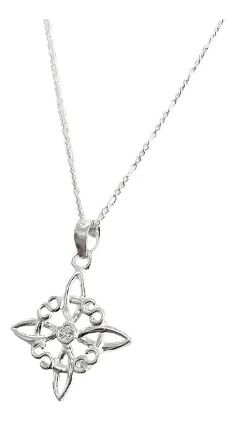 Collar Dije Nudo de Bruja Celta Plata 925 con Zirconia - Imagen 1