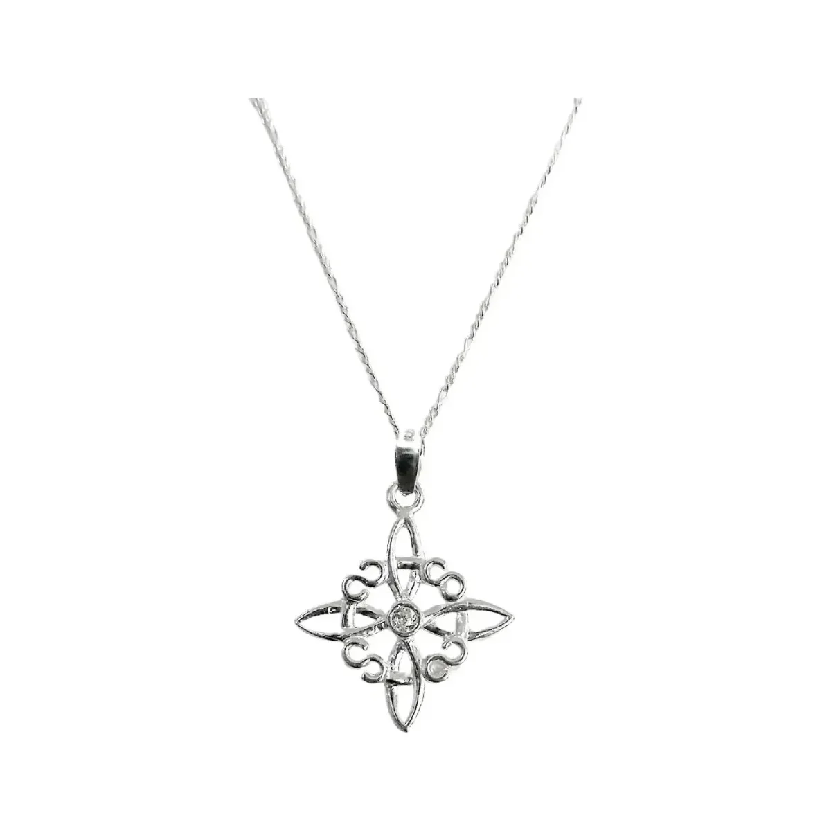 Collar Dije Nudo de Bruja Celta Plata 925 con Zirconia - Imagen 2