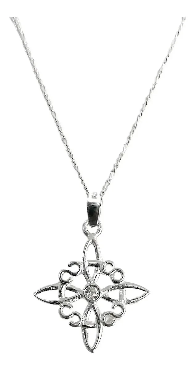 Collar Dije Nudo de Bruja Celta Plata 925 con Zirconia - Imagen 1