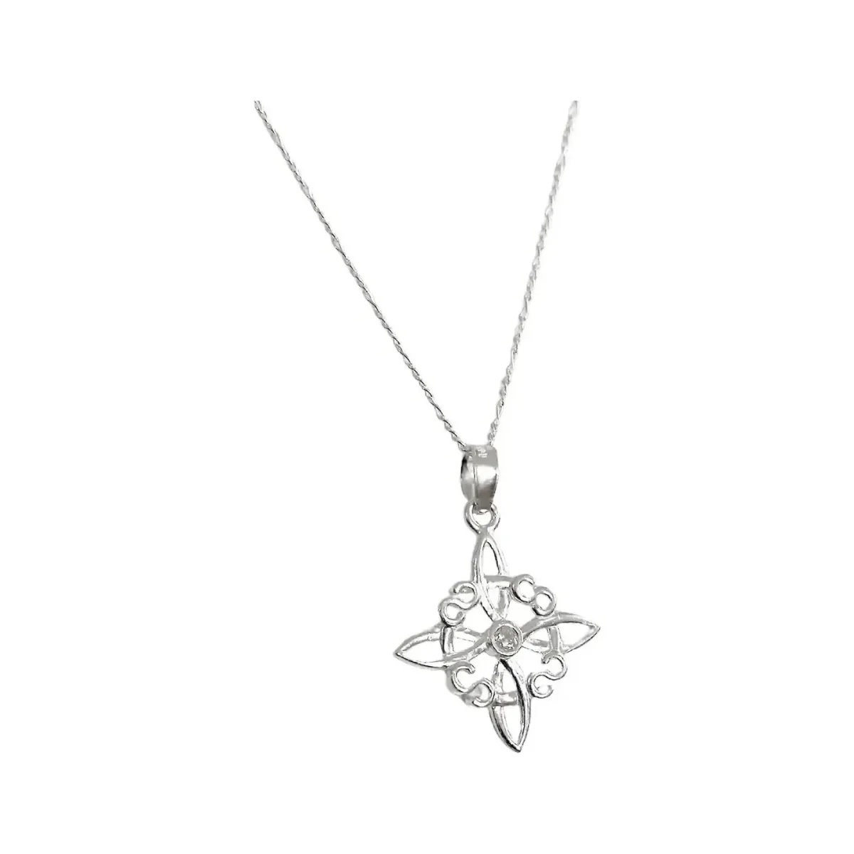 Collar Dije Nudo de Bruja Celta Plata 925 con Zirconia - Imagen 3