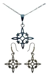 Collar Dije Nudo de Bruja Plata .925 con Cadena Cartier Eslabón - Imagen 1