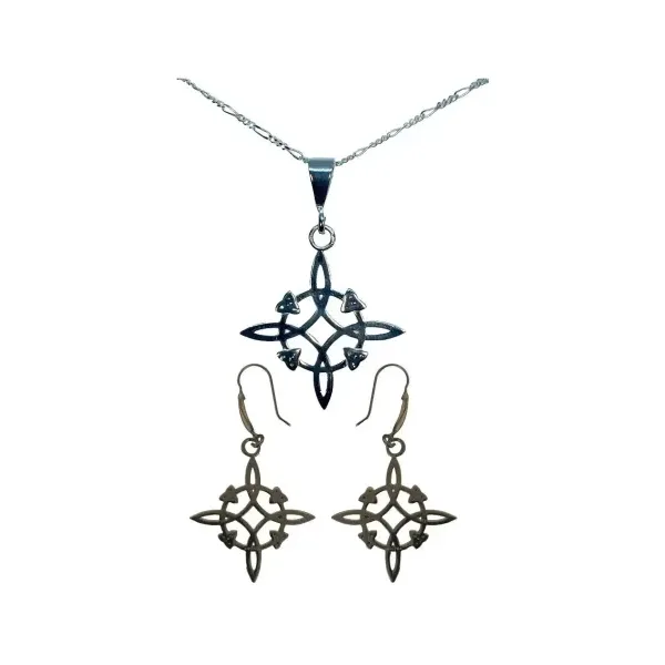 Collar Dije Nudo de Bruja Plata .925 con Cadena Cartier Eslabón - Imagen 1