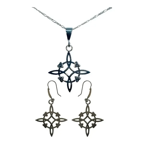 Collar Dije Nudo de Bruja Plata .925 con Cadena Cartier Eslabón - Imagen 1