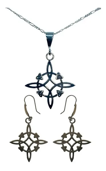 Collar Dije Nudo de Bruja Plata .925 con Cadena Cartier Eslabón - Imagen 1