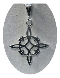 Collar Dije Nudo de Bruja Plata .925 con Cadena Cartier Eslabón - Imagen 2