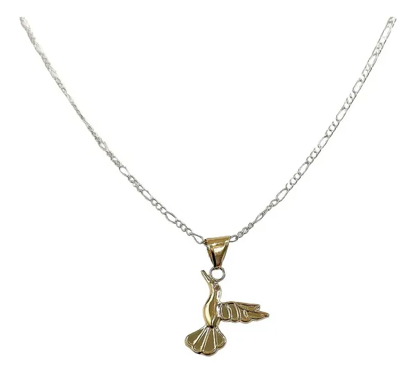 Collar Dije Oro 10k Colibrí Esmaltado Hueco con Cadena 50cm - Imagen 1