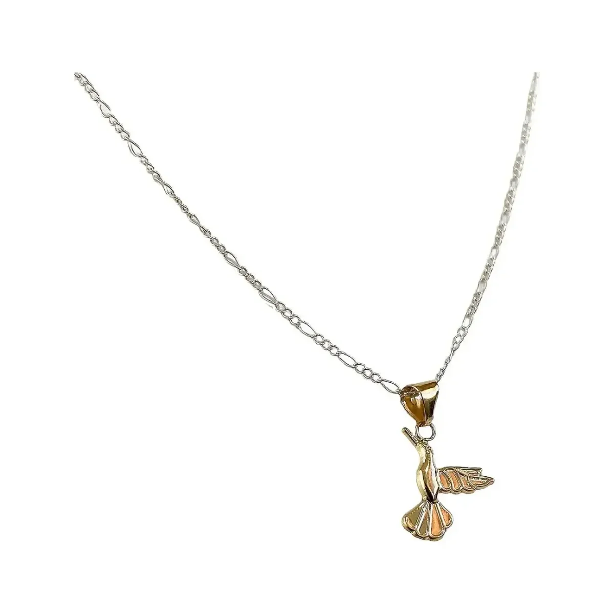 Collar Dije Oro 10k Colibrí Esmaltado Hueco con Cadena 50cm - Imagen 3