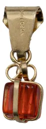 Collar Dije Oro 10k Zirconia Naranja Diseño Mini Regalo - Imagen 3