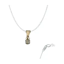 Collar Dije Oro Blanco 10k Zirconia Redonda Minimalista - Imagen 1