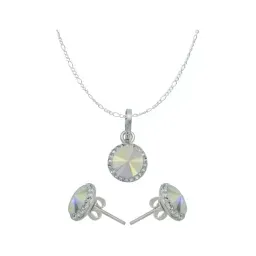 Collar Dije Plata 925 Cristal Blanco con Cadena Diseño Moderno - Imagen 1