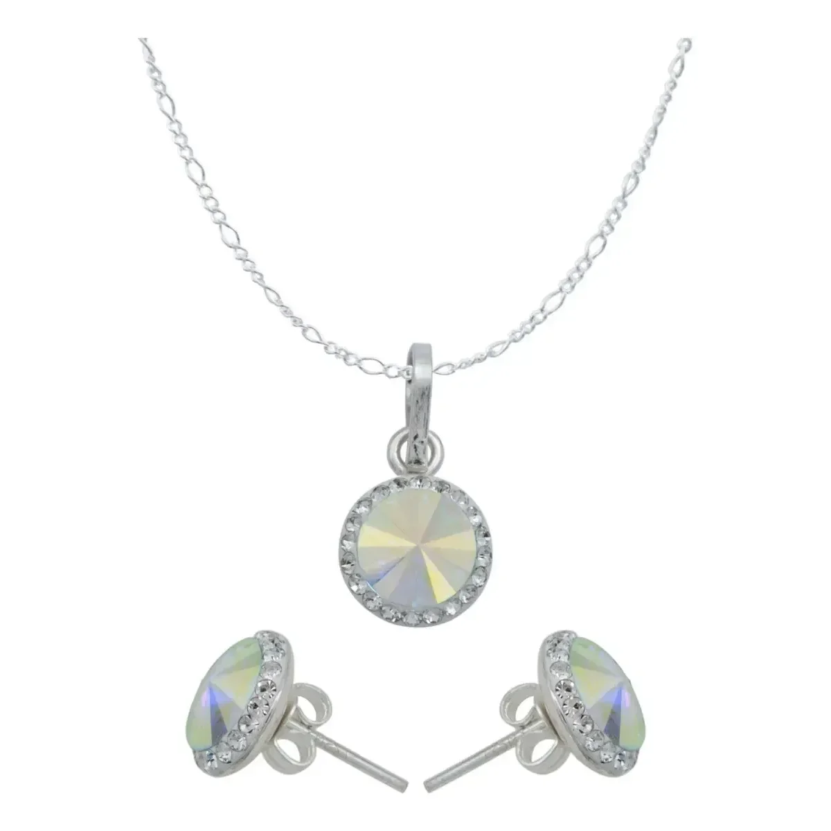 Collar dije de Plata 925 con cristal blanco diseño moderno y cadena fina - Joyaris joyería mexicana