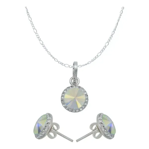 Collar Dije Plata 925 Cristal Blanco con Cadena Diseño Moderno - Imagen 1
