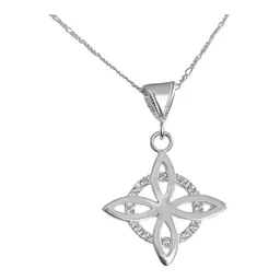 Collar Dije Plata 925 Nudo Bruja Flor Estrella Zirconia - Imagen 1
