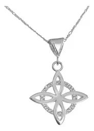 Collar Dije Plata 925 Nudo Bruja Flor Estrella Zirconia - Imagen 1