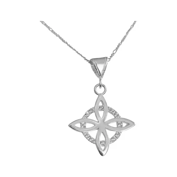 Collar Dije Plata 925 Nudo Bruja Flor Estrella Zirconia - Imagen 1