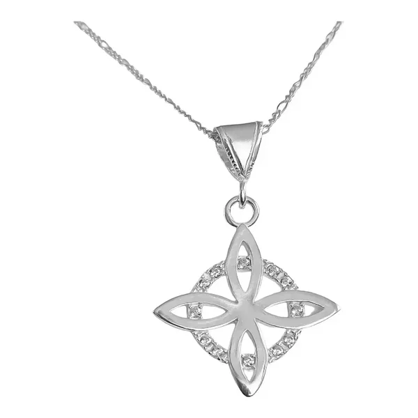 Collar Dije Plata 925 Nudo Bruja Flor Estrella Zirconia - Imagen 1