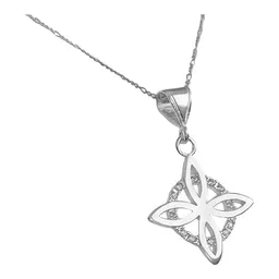 Collar Dije Plata 925 Nudo Bruja Flor Estrella Zirconia - Imagen 2