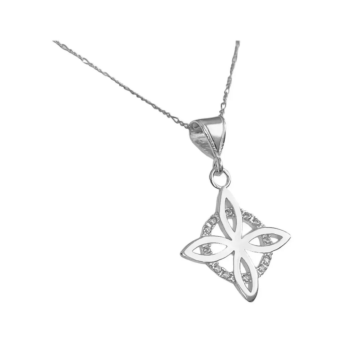 Collar Dije Plata 925 Nudo Bruja Flor Estrella Zirconia - Imagen 2