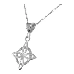 Collar Dije Plata 925 Nudo Bruja Flor Estrella Zirconia - Imagen 3