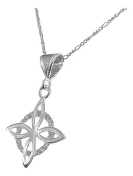 Collar Dije Plata 925 Nudo Bruja Flor Estrella Zirconia - Imagen 3