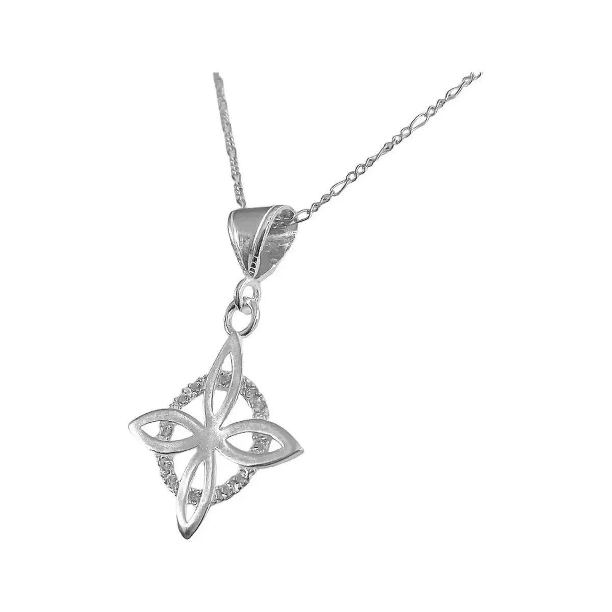 Collar Dije Plata 925 Nudo Bruja Flor Estrella Zirconia - Imagen 3