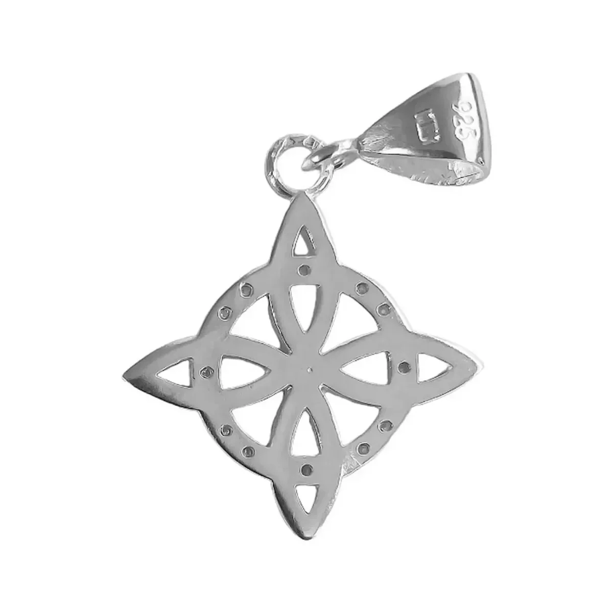 Collar Dije Plata 925 Nudo Bruja Flor Estrella Zirconia - Imagen 4