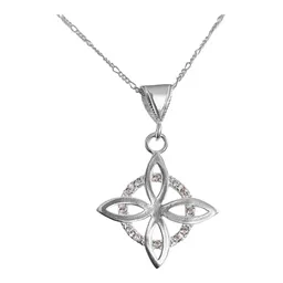 Collar Dije Plata 925 Nudo de Bruja Plano Zirconia Rosa Floral - Imagen 1