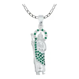 Collar Dije San Judas Plata 925 Zirconia Verde Cadena Figaro - Imagen 1