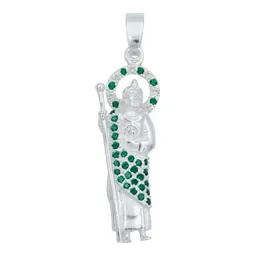 Collar Dije San Judas Plata 925 Zirconia Verde Cadena Figaro - Imagen 2