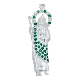 Collar Dije San Judas Plata 925 Zirconia Verde Cadena Figaro - Imagen 3