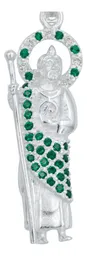 Collar Dije San Judas Plata 925 Zirconia Verde Cadena Figaro - Imagen 3