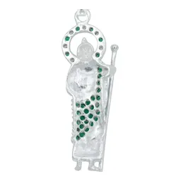 Collar Dije San Judas Plata 925 Zirconia Verde Cadena Figaro - Imagen 5
