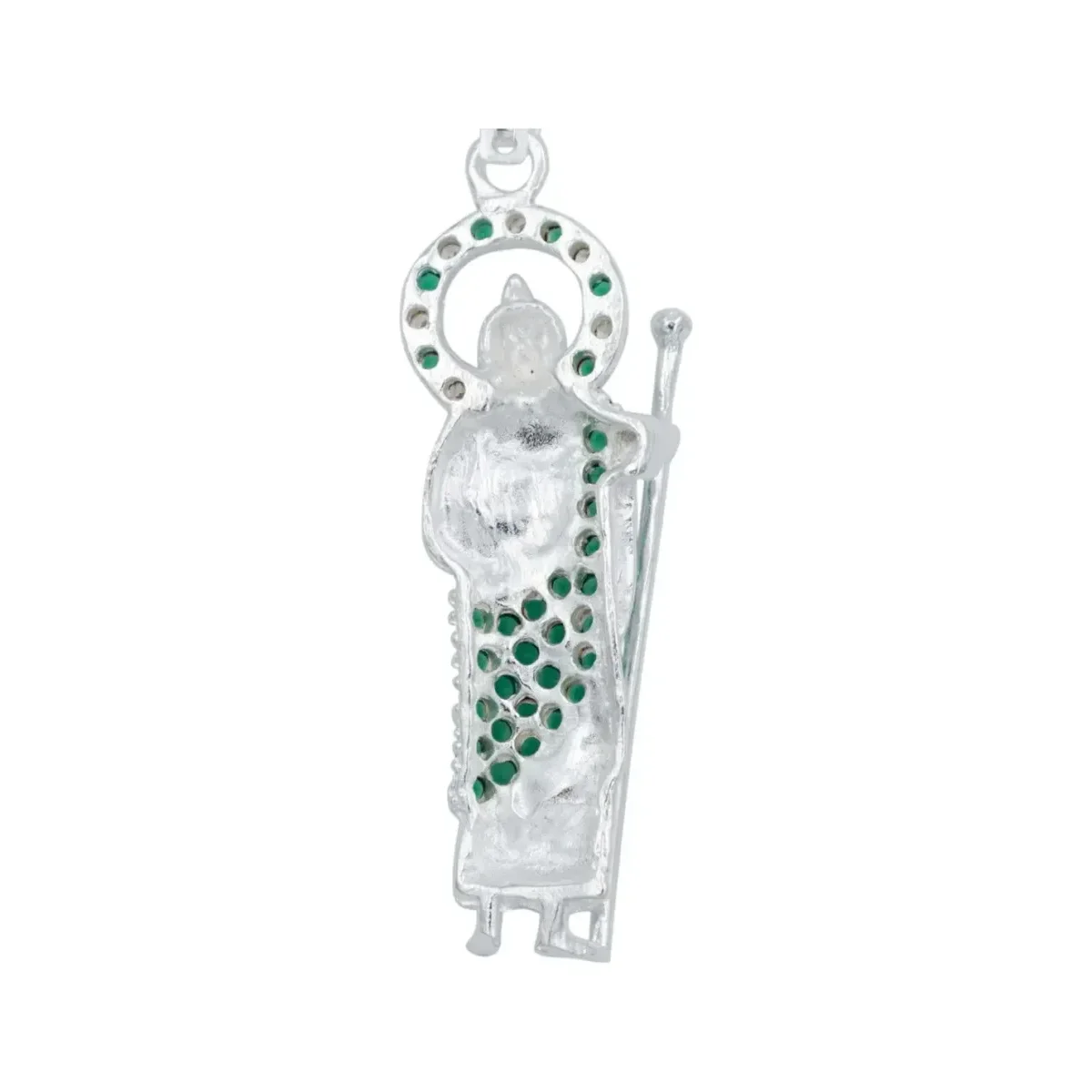 Collar Dije San Judas Plata 925 Zirconia Verde Cadena Figaro - Imagen 5