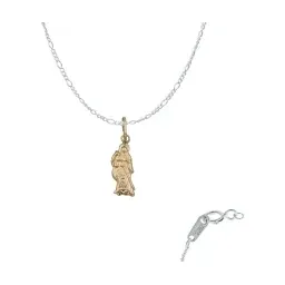 Collar Dije Santa Muerte Lisa Oro 10k con Cadena de Plata 925 - Imagen 1
