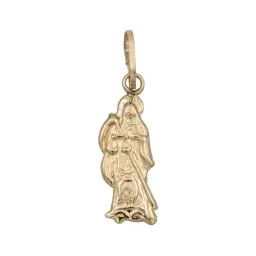 Collar Dije Santa Muerte Lisa Oro 10k con Cadena de Plata 925 - Imagen 2
