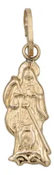Collar Dije Santa Muerte Lisa Oro 10k con Cadena de Plata 925 - Imagen 2