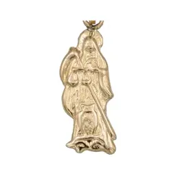 Collar Dije Santa Muerte Lisa Oro 10k con Cadena de Plata 925 - Imagen 3
