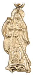 Collar Dije Santa Muerte Lisa Oro 10k con Cadena de Plata 925 - Imagen 3