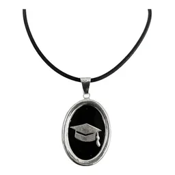 Collar Dije Sombrero de Graduación Plata 925 con Cadena Tipo Óvalo - Imagen 2