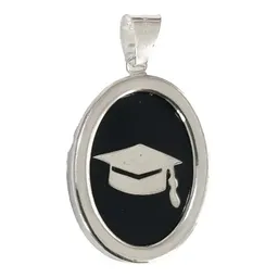 Collar Dije Sombrero de Graduación Plata 925 con Cadena Tipo Óvalo - Imagen 4