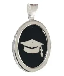 Collar Dije Sombrero de Graduación Plata 925 con Cadena Tipo Óvalo - Imagen 4