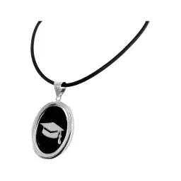 Collar Dije Sombrero de Graduación Plata 925 con Cadena Tipo Óvalo - Imagen 6