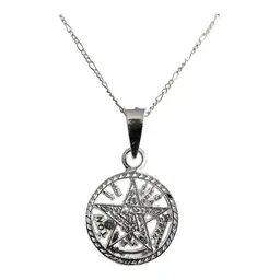 Collar Dije Tetragramaton Plata 925 Diamantado con Cadena Figaro - Imagen 1