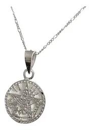 Collar Dije Tetragramaton Plata 925 Diamantado con Cadena Figaro - Imagen 2