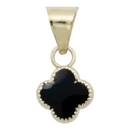 Collar Dije Trébol Oro 10k Esmaltado Negro Suerte - Imagen 2