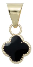 Collar Dije Trébol Oro 10k Esmaltado Negro Suerte - Imagen 2